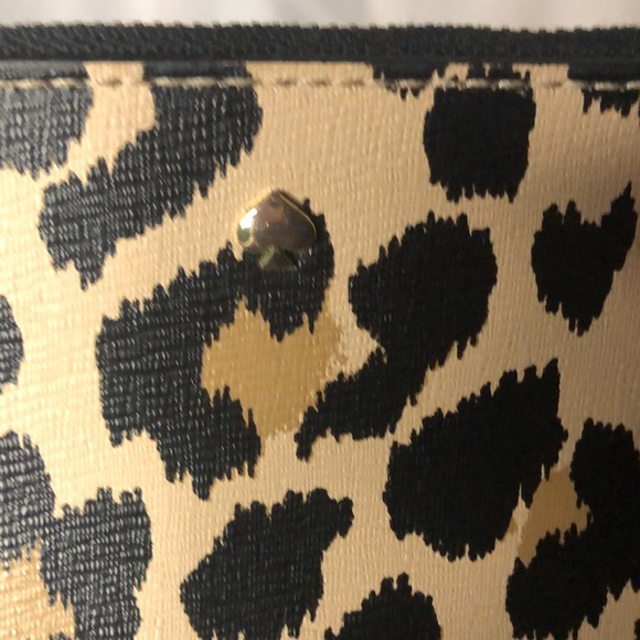 KATE SPADE MYA black 100% Cow Leather Reversible black/animal print tote bag. - Picture 12 of 16